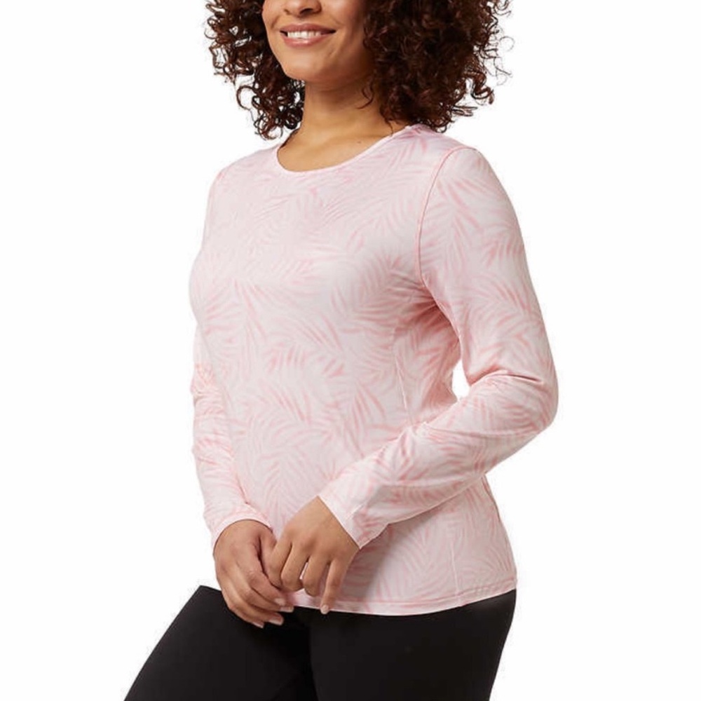 32 Degrees Women’s Size: L, UPF 50+ Long Sleeve Sun Tee, Summer Palm Pink